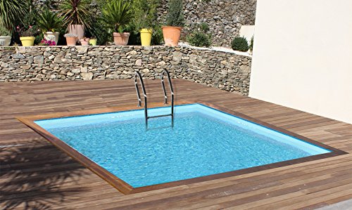 Gre CARRA - Piscina Elevada Cuadrada de Madera, 300 x 300 x 119 cm (Largo x Ancho x Alto)