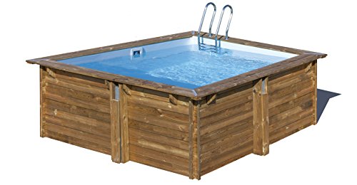 Gre CARRA - Piscina Elevada Cuadrada de Madera, 300 x 300 x 119 cm (Largo x Ancho x Alto)