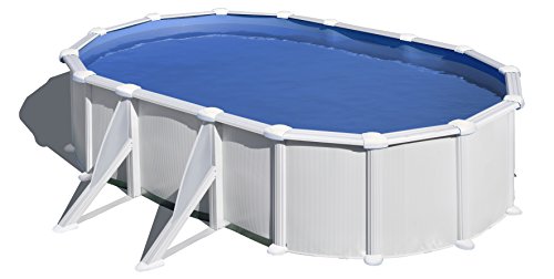 Gre KITPROV618 Atlantis - Piscina Elevada Ovalada, Aspecto Acero Blanco, 610 x 375 x 132 cm