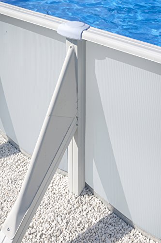 Gre KITPROV618 Atlantis - Piscina Elevada Ovalada, Aspecto Acero Blanco, 610 x 375 x 132 cm