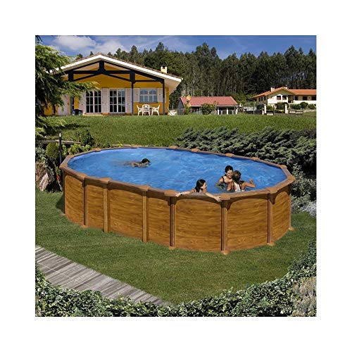 Gre KITPROV6188WO Amazonia - Piscina Elevada Ovalada, Aspecto Madera, 610 x 375x 132cm