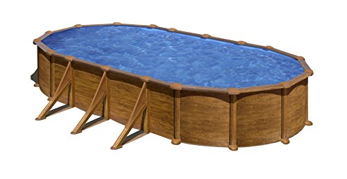 Gre KITPROV738WO Mauritius - Piscina Elevada Ovalada, Aspecto Madera, 730 x 375 x 132 cm