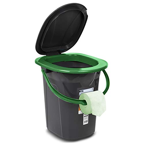 Green Blue GB320 Inodoro portatil para Acampanada Viaje Disponible en 5 Variantes de Color 19L (Negro con Verde)