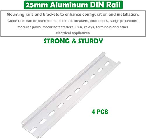 Greluma 4 Piezas de Riel DIN, riel DIN de Aluminio para Instalación de armario de Distribución en Armario de control (3,5 cm / 1,38"de ancho, 20 cm / 8" de largo, 0,75 cm / 0,3"de alto)