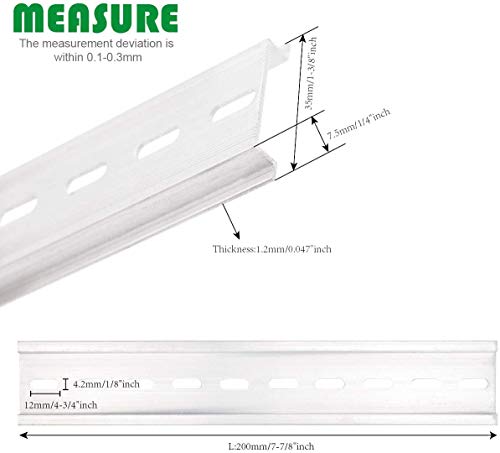 Greluma 4 Piezas de Riel DIN, riel DIN de Aluminio para Instalación de armario de Distribución en Armario de control (3,5 cm / 1,38"de ancho, 20 cm / 8" de largo, 0,75 cm / 0,3"de alto)