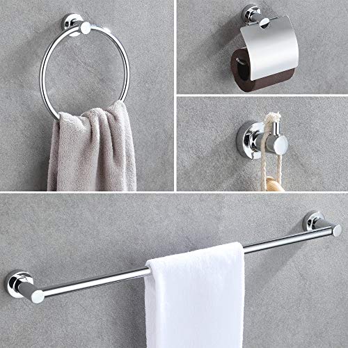 Gricol Juego Baño Accesorios para Toalleros 4 Piezas Anillo De Toalla De Mano - Soporte De Papel HigiéNico - Gancho para Toalla - Barra De Toalla Accesorios De Alta Resistencia Acero Inoxidable