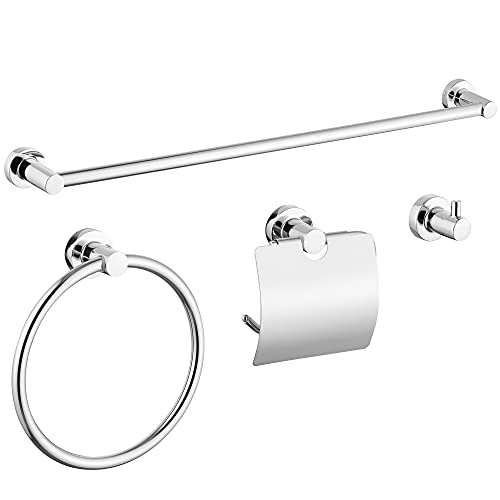 Gricol Juego Baño Accesorios para Toalleros 4 Piezas Anillo De Toalla De Mano - Soporte De Papel HigiéNico - Gancho para Toalla - Barra De Toalla Accesorios De Alta Resistencia Acero Inoxidable