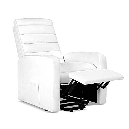 gridinlux | Sillón Relax Masaje Lujo Levanta Personas Blanco | Reclinable | Elevación Automática con Mando | 5 Modos | Función Calor Lumbar | 8 Motores | 4 Zonas de Masaje | Polipiel