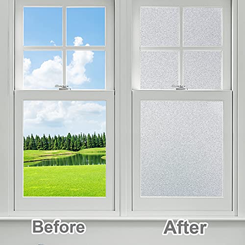 Growsly Vinilos para Ventanas Opaco, Vinilos Autoadhesivos Cristales Aislantes Privacidad Vinilos Cristal Anti UV y Sol, Laminas Decorativos Película Ventanas para Casa Cocina Ducha Oficina 44.5x200cm