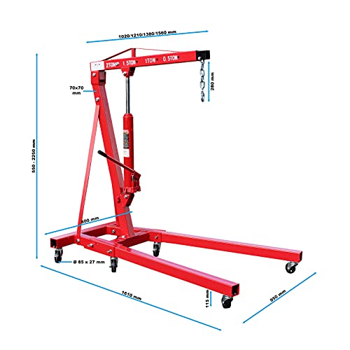 Grúa hidráulica taller Bomba doble 2000kg Elevador motores camiones Cargas pesadas Grúa engranaje