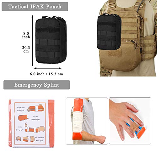 GRULLIN MOLLE IFAK Trauma Kit, botiquín de Primeros Auxilios táctico, EMT de Emergencia para Viajes en Coche, Aventura, Kayak, Campamento, Caza, torniquete, Vendaje, Kit de Control