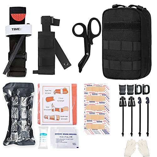 GRULLIN MOLLE IFAK Trauma Kit, botiquín de Primeros Auxilios táctico, EMT de Emergencia para Viajes en Coche, Aventura, Kayak, Campamento, Caza, torniquete, Vendaje, Kit de Control