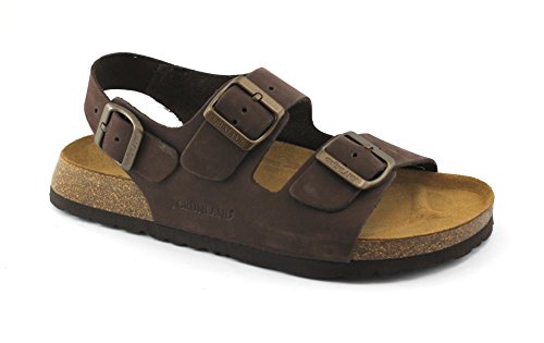 Grünland Bobo SB3003 Correas de Las Sandalias de Cuero de los Hombres de Color marrón Oscuro Nubuck Birk 48