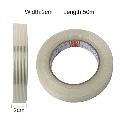 GTIWUNG 20mm x 50m Cinta De Filamento, Claro Filamento Cinta de Flejado, Cinta de Fibra de Vidrio, Cinta de Sellado De Uso Pesado Impermeable