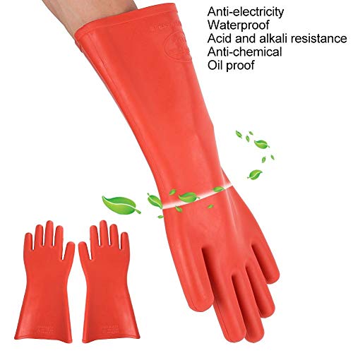 Guantes Aislantes, Guantes Aislantes de Goma a Prueba de Alto Voltaje de 2KV, Guantes Protectores Eléctricos de Seguridad con Impermeables