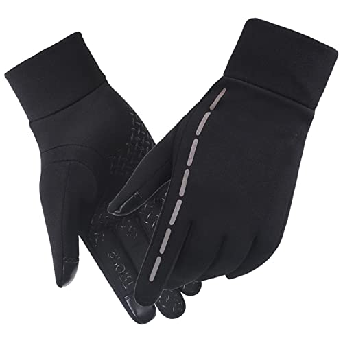 Guantes De Ciclismo Invierno Cálidos E Impermeables, Guantes Para Correr Para Hombres, Guantes Cálidos Para Pantalla Táctil, Puños Elásticos, Guantes Antideslizantes E Impermeables, Forro Polar Grue