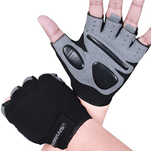 Guantes de gimnasio entrenamiento de levantamiento de pesas hombre y mujere soporte de muñeca acolchado extra agarre protección palma ejercicio ciclismo colgar dominada transpirable (muñeca corta, S)