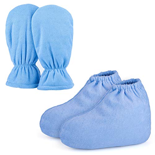 Guantes y botines de cera de parafina, guantes de cuidado de baño de cera Segbeauty, guantes protectores de algodón de felpa cozies para terapia de calor, tratamiento de spa, bronceado