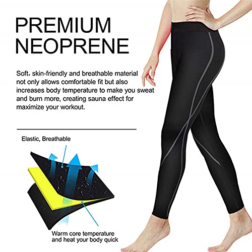 Gudcozi Mujer Neopreno Pantalones para Adelgazar, Deportivos Pantalones Sauna Pantalón de Sudoración Pantalón Quema Grasa Termicos