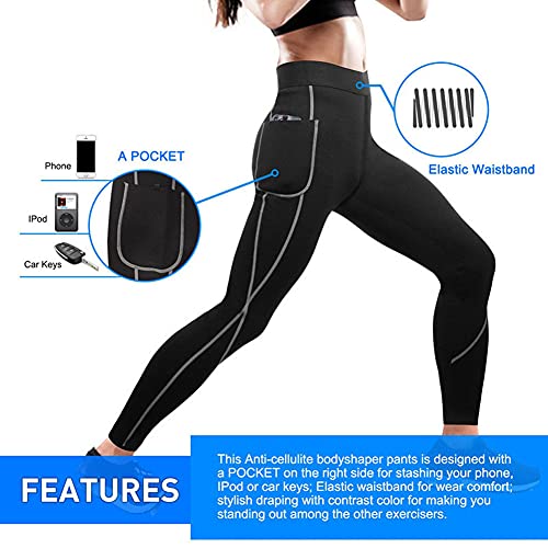 Gudcozi Mujer Neopreno Pantalones para Adelgazar, Deportivos Pantalones Sauna Pantalón de Sudoración Pantalón Quema Grasa Termicos