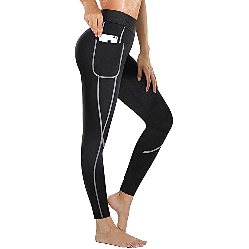 Gudcozi Mujer Neopreno Pantalones para Adelgazar, Deportivos Pantalones Sauna Pantalón de Sudoración Pantalón Quema Grasa Termicos