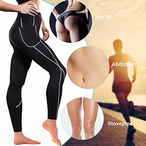 Gudcozi Mujer Neopreno Pantalones para Adelgazar, Deportivos Pantalones Sauna Pantalón de Sudoración Pantalón Quema Grasa Termicos