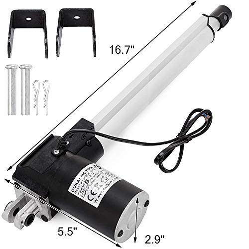 Guellin Actuador Lineal de 61cm con Movimiento de 12 V DC Actuador Eléctrico con Soporte de Montaje 6000N / 1320LB para Sillón Reclinable TV Mesa de Masaje Cama de Masaje y Sofá Eléctrico