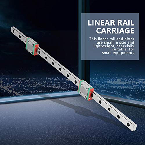 Guía de Carril Lineal 400mm,Carril Lineal en Miniatura,con 2 piezas Bloques de Guía Lineal,Ancho de Carril 12 mm,Con Sistema de Lubricación,Para Equipos Automáticos,para Impresora 3D Máquina CNC