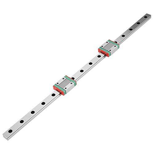 Guía de Carril Lineal 400mm,Carril Lineal en Miniatura,con 2 piezas Bloques de Guía Lineal,Ancho de Carril 12 mm,Con Sistema de Lubricación,Para Equipos Automáticos,para Impresora 3D Máquina CNC