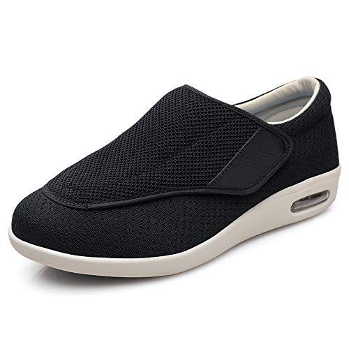 GUIOB Zapatos para Diabéticos de Los Hombres Zapatos de Ensanchamiento de Fertilizante de Gran Tamaño Plus para La Hinchazón del Pie Fascitis Plantar Zapatos para Caminar,Black-EU47