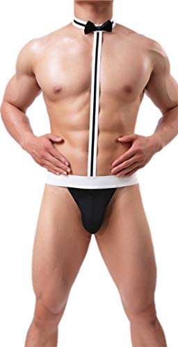 GUKOO Disfraz Sexy Hombre Suspensorios G-String Calzoncillos Camarero Deportivo Tanga Slip Ropa Interior