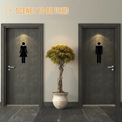 Gullnest Señales WC Mujer + Hombre 20x6CM, Set de 2 Carteles para Puerta Aseo, Signo Autoadhesivo de Acero Inoxidable, Pegatinas 3D Señal de Baño para Casa Hotel Restaurante