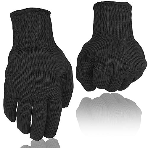 GYXTECH - Guantes de seguridad de alambre de acero inoxidable y kevlar para hombre, corte, malla metálica, carnicero, negro, 1 par