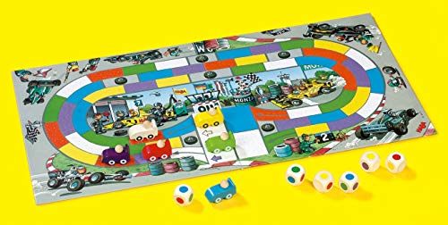 HABA HABA-302247 Monza - ESP (302247), Juego de Mesa de Dados, con una turbulenta Carrera de Coches para 2-6 niños de 5 años, para Aprender los Colores, Multicolor (4416)