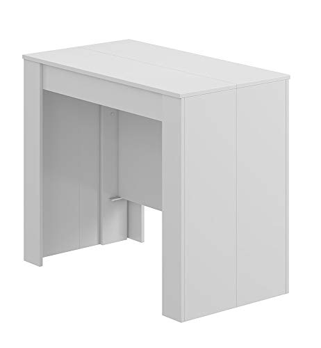 Habitdesign Mesa de Comedor, Consola, Mesa Extensible, Mesa para Salon recibidor o Cocina, Acabado en Blanco Brillo, Medidas: 50-235 cm (Largo) x 90 cm (Ancho) x 78 cm (Alto)