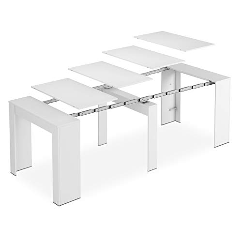 Habitdesign Mesa de Comedor, Consola, Mesa Extensible, Mesa para Salon recibidor o Cocina, Acabado en Blanco Brillo, Medidas: 50-235 cm (Largo) x 90 cm (Ancho) x 78 cm (Alto)