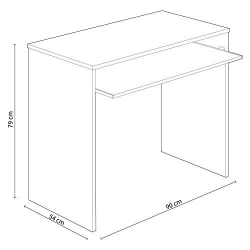 Habitdesign Mesa de Ordenador con Bandeja extraíble, Mesa Escritorio Juvenil, Modelo I-Joy, Color Blanco Artik, Medidas: 90 cm (Ancho) x 54 cm (Fondo) x 79 cm (Alto)