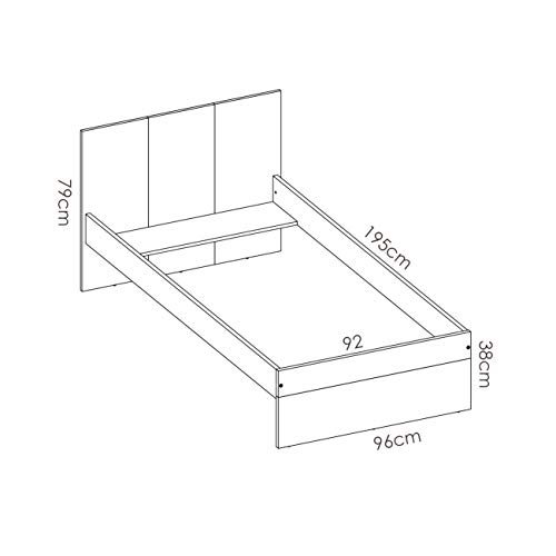 HABITMOBEL Cama Juvenil con CAJONES Medidas Alto 79 cm x Largo 196 cm x Fondo 97 cm - Stock