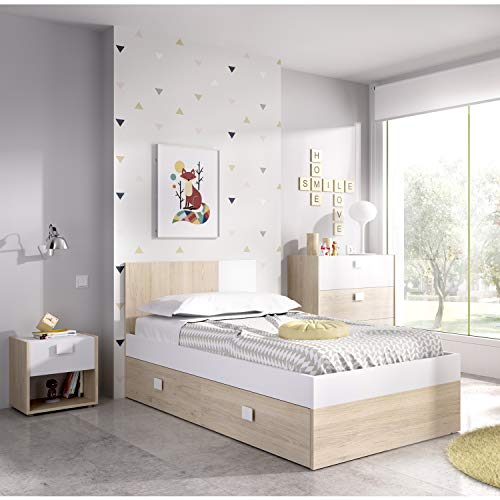 HABITMOBEL Cama Juvenil con CAJONES Medidas Alto 79 cm x Largo 196 cm x Fondo 97 cm - Stock