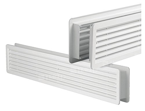 Haco Rejilla de ventilación de la puerta, opaco en ambos lados, plástico ASA de alta calidad - baño, cocina para reequipamiento, Blanco, 400 x 130 mm