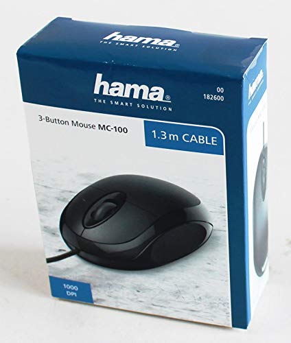 Hama Ratón con Cable MC-100 Óptico con conexión USB, Negro