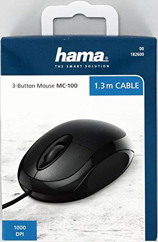 Hama Ratón con Cable MC-100 Óptico con conexión USB, Negro