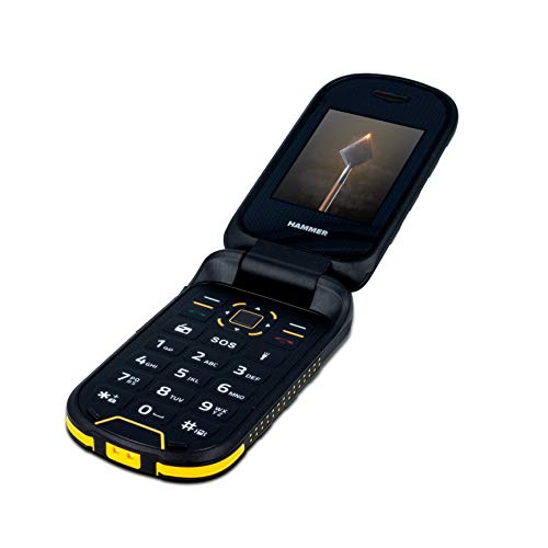 HAMMER Bow+ IP68 2.4" y 1.44" dos pantallas, teléfono de cubierta al aire libre con estación de carga, 3G, 1200mAh, teléfono celular plegable, resistente al agua, resistente al polvo, Dual SIM - Negro