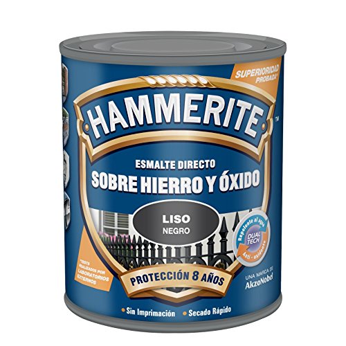 Hammerite Esmalte directo sobre hierro y óxido Liso Brillante Negro 250 ml