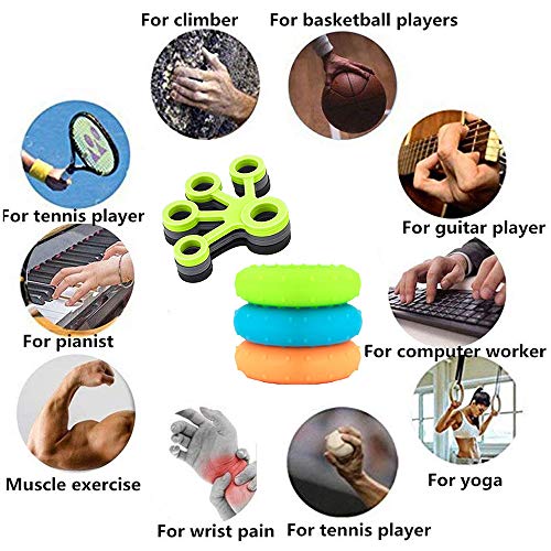 Hand Grip, Finger Strengthener, 6 Pack Hand Exercise Ball and Ring, Fortalecedor de Mano, Hand Grip Strengthener, Hand Strengthener para Artritis Atletas Músicos (6 Packs)