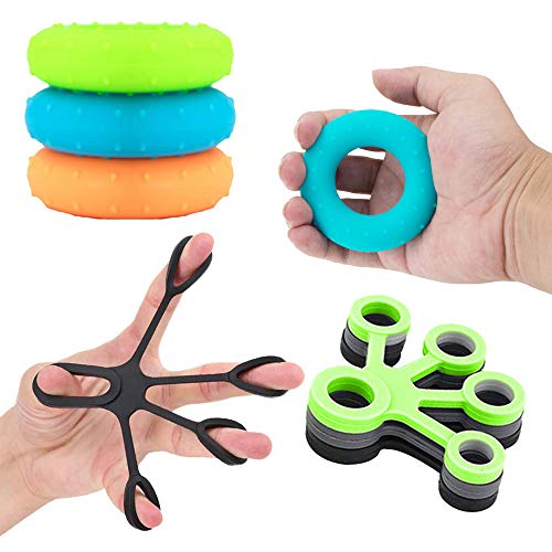 Hand Grip, Finger Strengthener, 6 Pack Hand Exercise Ball and Ring, Fortalecedor de Mano, Hand Grip Strengthener, Hand Strengthener para Artritis Atletas Músicos (6 Packs)