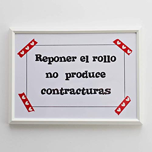 Handmade with Love by Fatima. Divertido cuadro/cartel para el cuarto de baño. Reponer el rollo no produce contracturas. Mide 18,5 cm x 13,5 cm. Incluye un ganchito adhesivo para colgarlo.