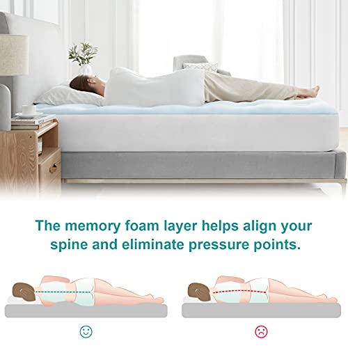 Hansleep Topper Colchón Acolchado Cama 90, 90x190 cm Funda Colchón de Nubes de Espuma con Memoria Ajustable & Cubrecolchón Transpirable con Bolsillo Profundo 30-50 cm