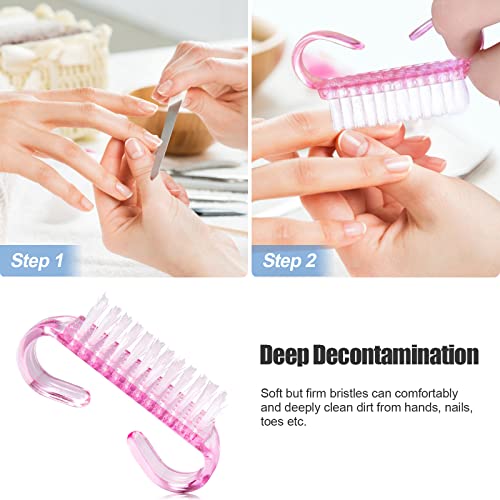 Hanyousheng Cepillo De Uñas, 5 Piezas Nail Brush, Con Mango De Plástico Cepillo Para Limpieza De Dedos Y Uñas Manicura De Fregado Con Caja De Almacenamiento (3 Colores)