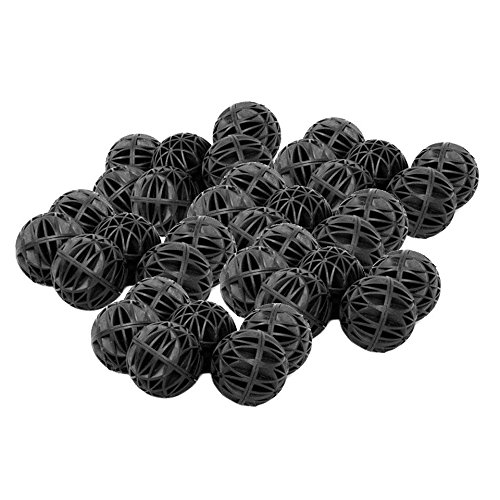 HAOHON 100pcs 16mm Bola biologica Bio Bolas Acuario Pesca reservorios humedo/seco Filtro de Cartucho Negro